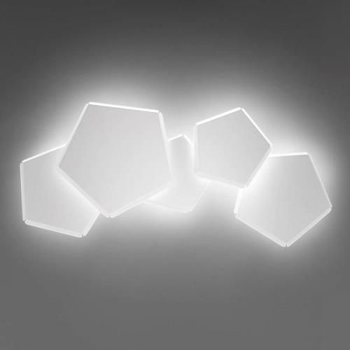 LED wandlamp Pleiadi in wit, 5-lamps