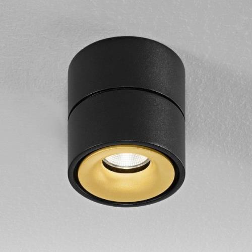 Egger Clippo LED plafondspot, zwart-goud, 3.000K