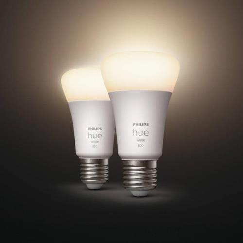 Philips Hue White 9W E27 LED lamp, 2 per set