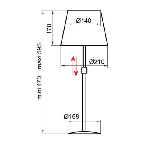 Aluminor Store tafellamp, alu/rood