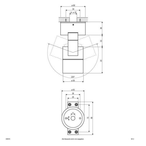 EVN 635015 plafondspot, IP54 rond antraciet