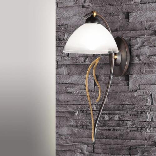 Wandlamp Amabile, roest/goud met witte glas