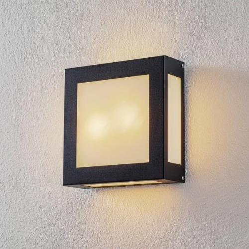 Vierkante buitenwandlamp Legendo, antr., z. sensor