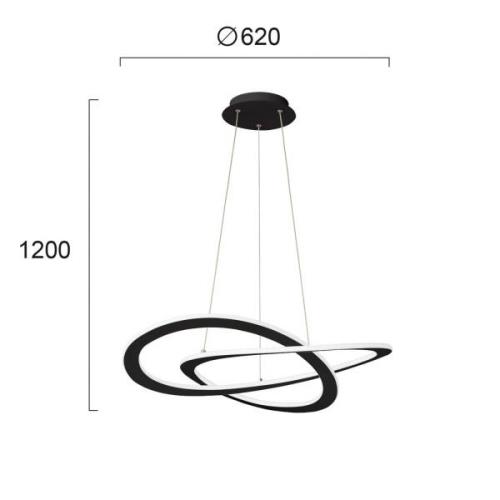LED hanglamp Charlie, Ø 62 cm, zwart