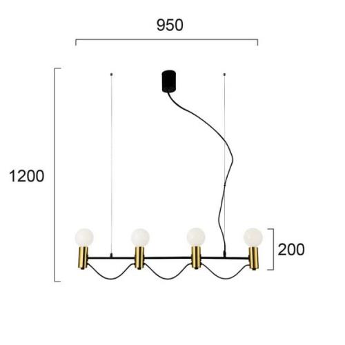 Hanglamp Volter, 4-lamps