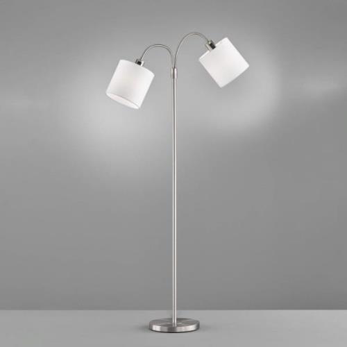 Vloerlamp Cozy, 2-lamps, stof, nikkel/wit