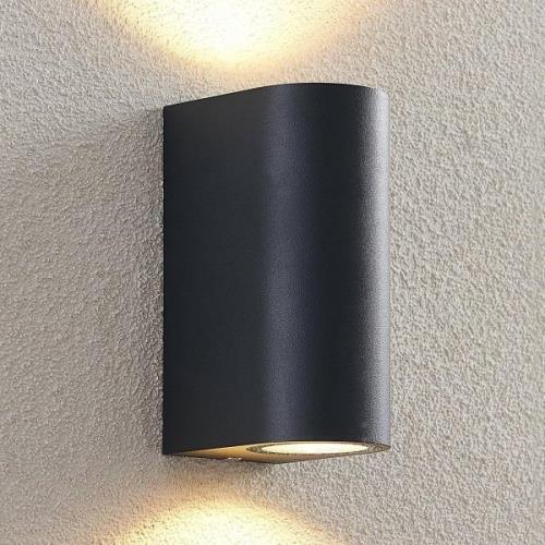 ELC buitenwandlamp Fijona, rond, 15 cm, grijs, aluminium