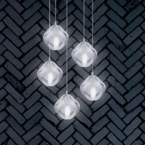 Glace hanglamp van glas, 5-lamps uitvoering