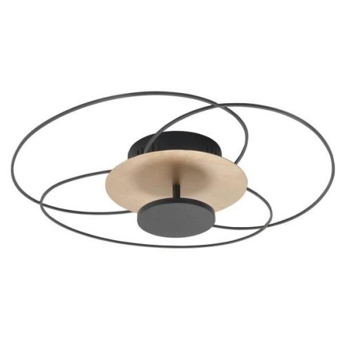 LED plafondlamp Fiore, 2.700 K, zwart/goud