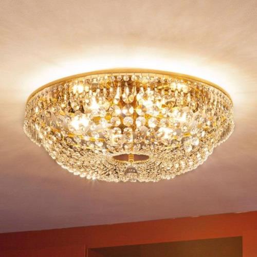 Ronde kristallen plafondlamp SHERATA, goud, 55 cm