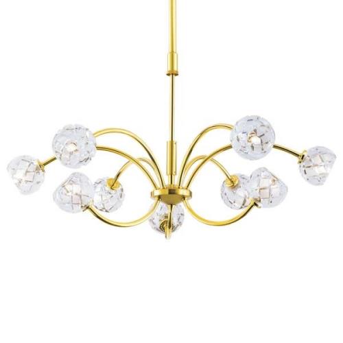 Loodkristal-hanglamp Maderno, goud, 69cm