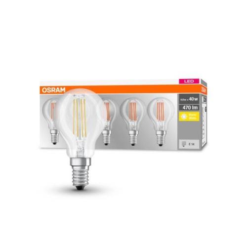 OSRAM LED lamp E14 P40 4W filament 827 470lm per 5