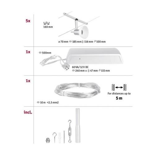 Paulmann Wire Sheela kabelsysteem, 5 m, chroom