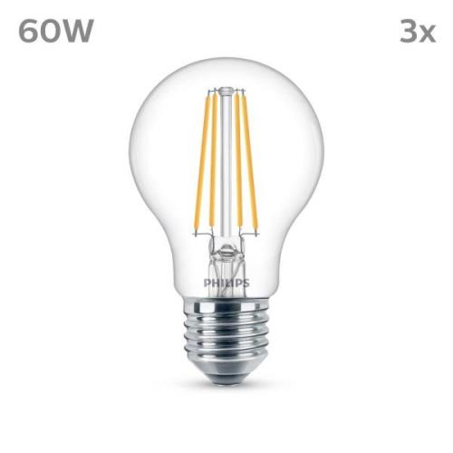 Philips LED lamp E27 7W 850lm 4.000K helder per 3