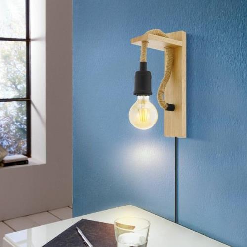 Wandlamp Rampside van hout en kabel, kaploos