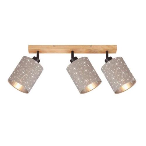 Plafondspot Stofa met sterdecoratie, taupe 3-lamps