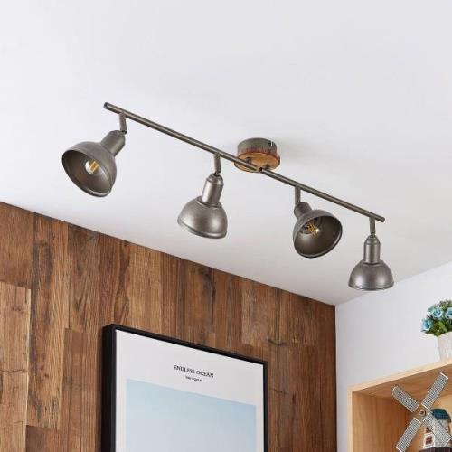 Lindby Nesrin plafondlamp met houtschijf, 4lamps