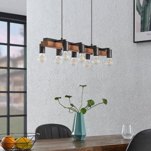 Lindby Morleen - hanglamp, 8-lamps, donker hout