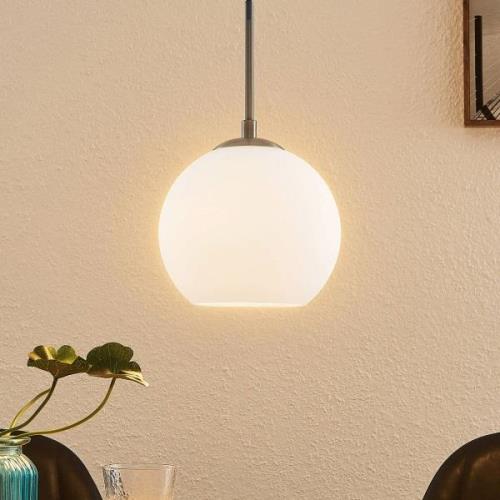 Lindby Jurian hanglamp opaal nikkel 1-lamp