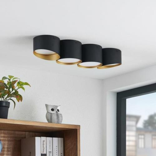 Lindby Kianush plafondlamp 4-lamps lang zwart