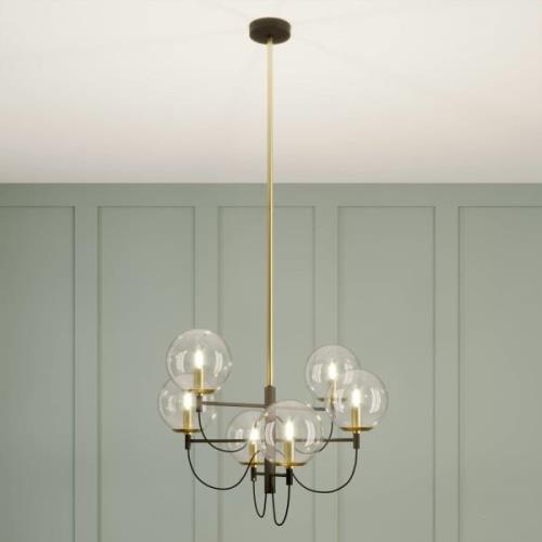 Lucande Sotiana hanglamp, glasbollen, 6-lamps