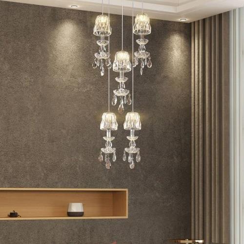 Lucande Yasanie LED hanglamp, 5-lamps, rond