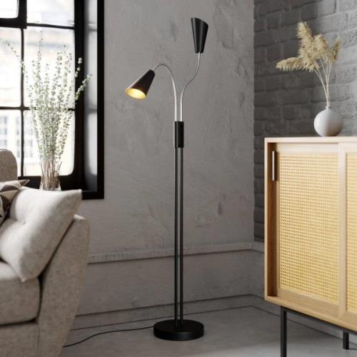 Lucande Medira vloerlamp, 2-lamps, zwart