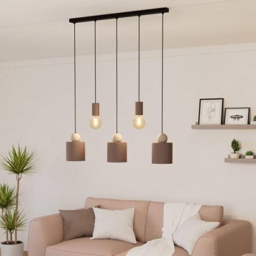 Gazzola hanglamp, 5-lamps, mokka