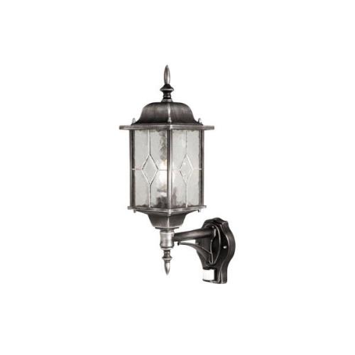 Buitenwandlamp Wexford, sensor, zwart/zilver