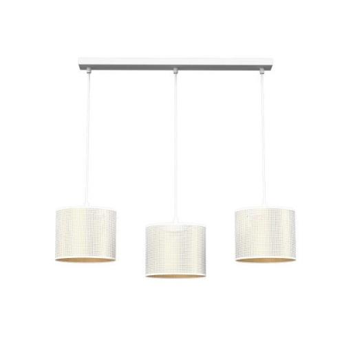 Hanglamp Jovin, 3-lamps lineair, wit/goud