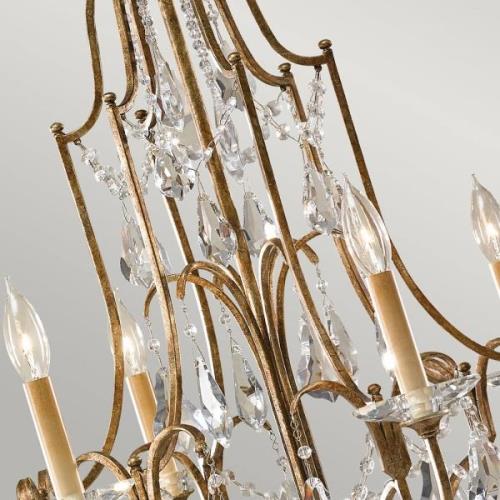 Kroonluchter Valentina, 6-lamps, brons/kristal