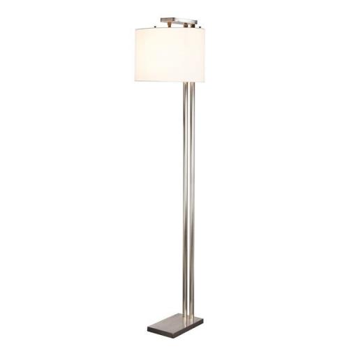 Vloerlamp Belmont, nikkel, witte stoffen kap