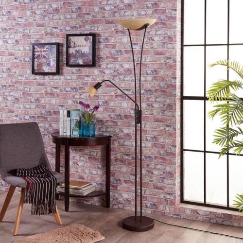 Lindby Felicia uplighter vloerlamp met leeslamp, roest