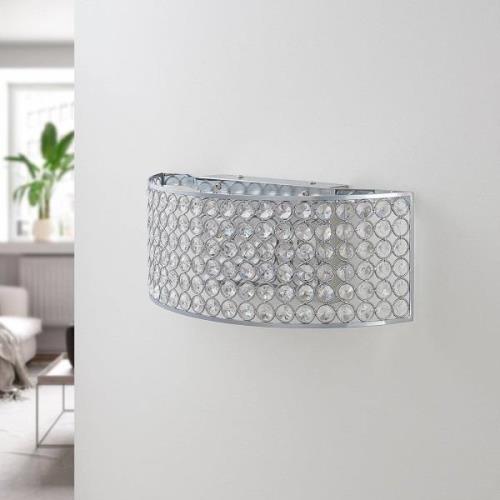 LED glazen kristalwandlamp Alizee in chroom