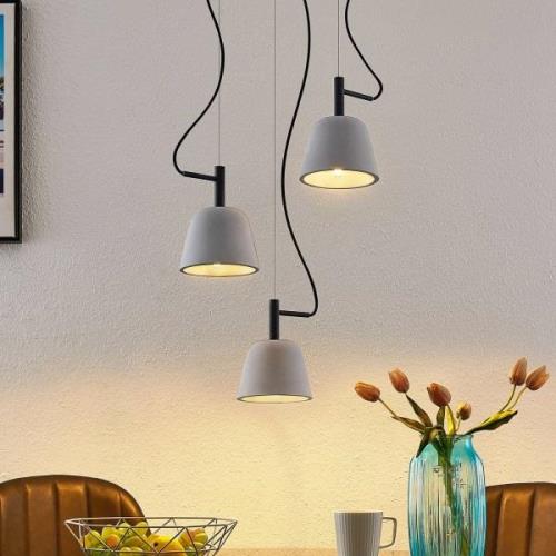 Lucande Otavis hanglamp van beton, 3-lamps