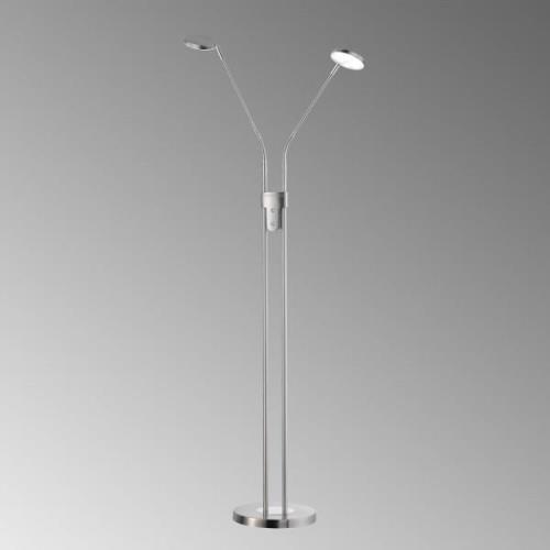 LED vloerlamp Lunia, 2-lamps, mat nikkel