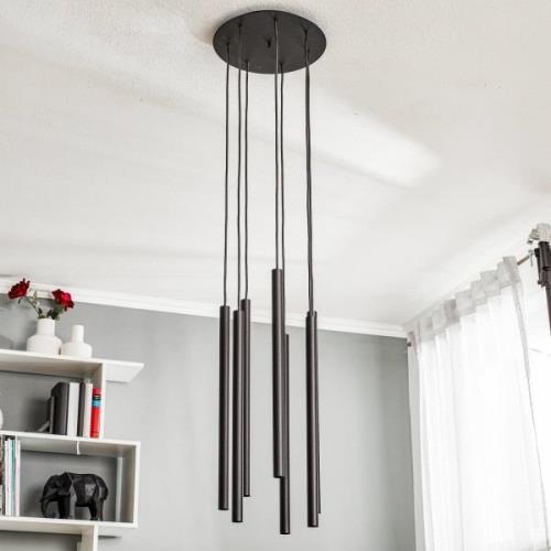 Hanglamp Las, 7-lamps, zwart