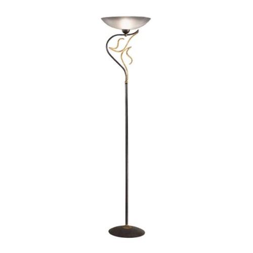 Uplighter vloerlamp Amabile, roest-goud met witte glas