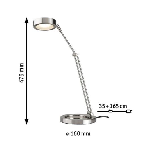 Paulmann Zed LED bureaulamp geborsteld ijzer