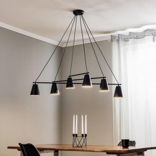 Hanglamp 1008, 6-lamps, zwart