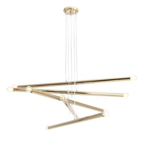 Hanglamp Tubo, goud, 10-lamps