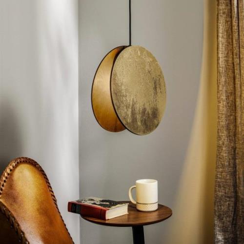 Hanglamp Wheel van gefineerd hout, goud