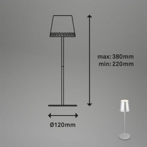 LED tafellamp Kiki met accu 3.000K, mat chroom