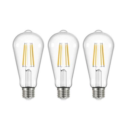 LED filament lamp helder E27 3.8W 3000K 806lm set van 3