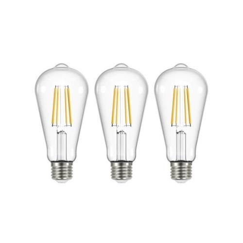 LED filament lamp helder E27 3.8W 2700K 806lm set van 3