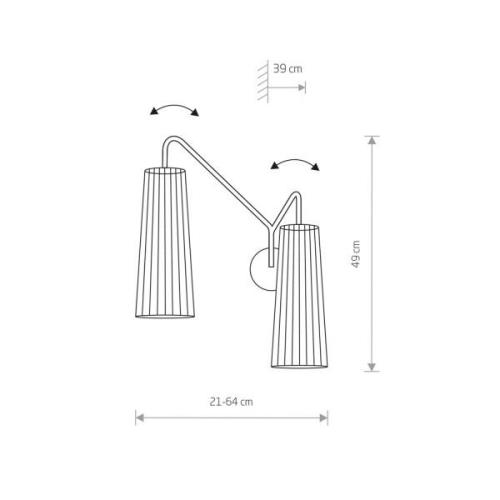 Wandlamp Dover, wit/hout licht, 2-lamps