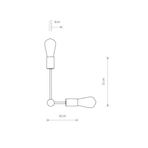 Wandlamp Rotor II, zwart/goud, 2-lamps