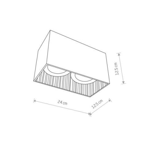 Downlight Groove, hoekig, 2-lamps, wit