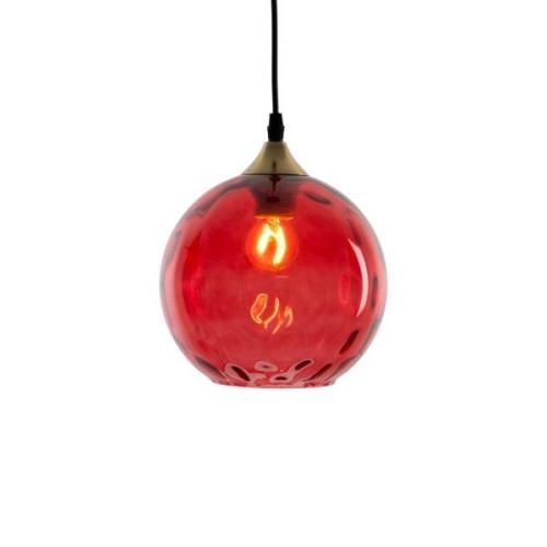 Hanglamp Roma 1-lamp glazen kap rood