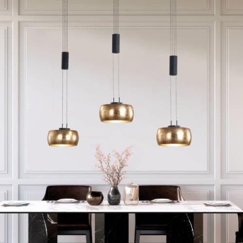 LED hanglamp Colette, 3-lamps goud/zwart